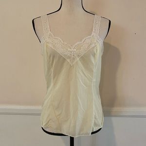 VINTAGE Olga Yellow Lace Slip Top